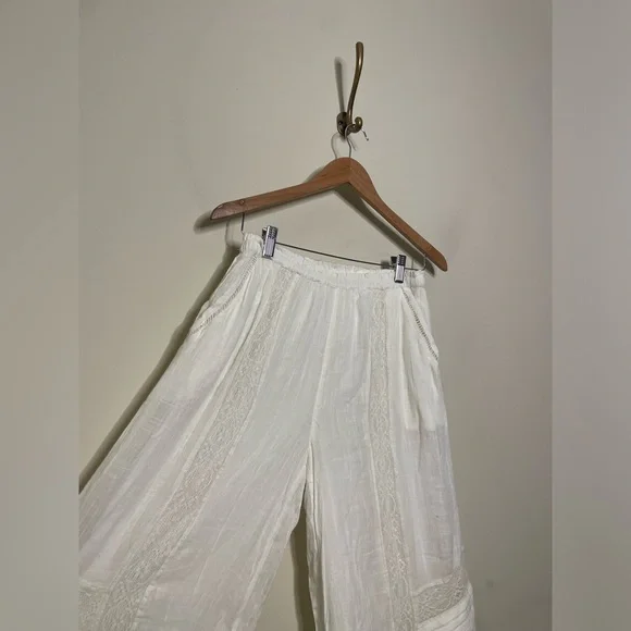 Free People SET Daybreak Blouse and Alana Pant Set in White